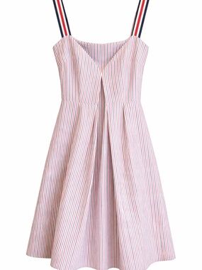 Brooks Brothers Italian Seersucker Dress Size 2 Red, White, Blue Nautical Summer